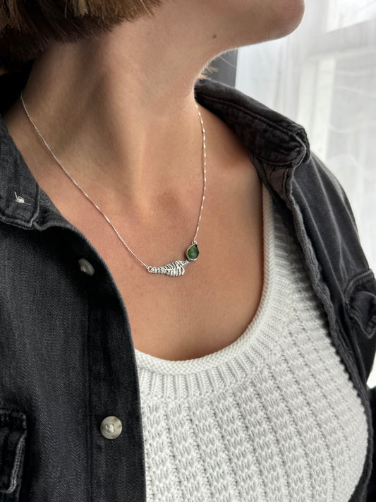 Serpentine and fern necklace