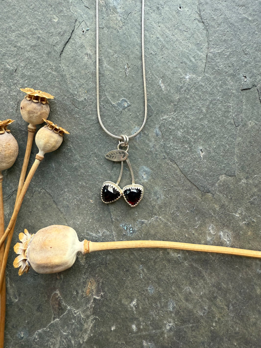 Cherry necklace- garnet