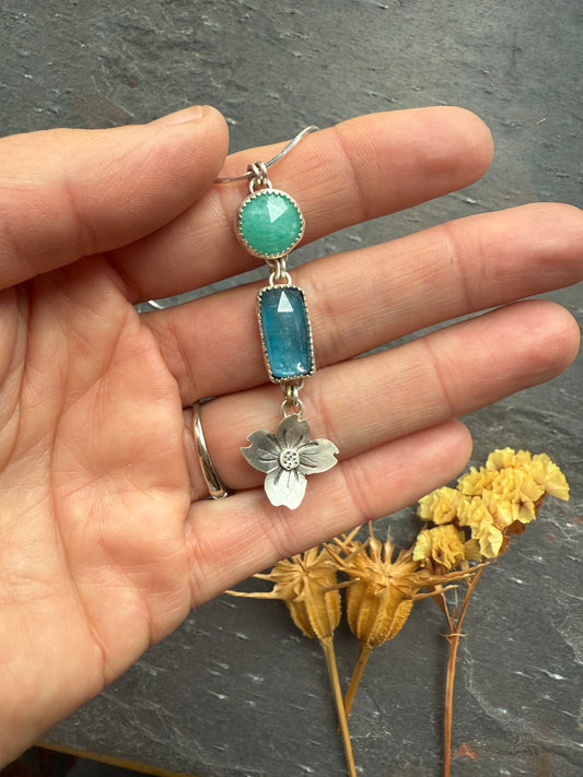Amazonite and apatite necklace