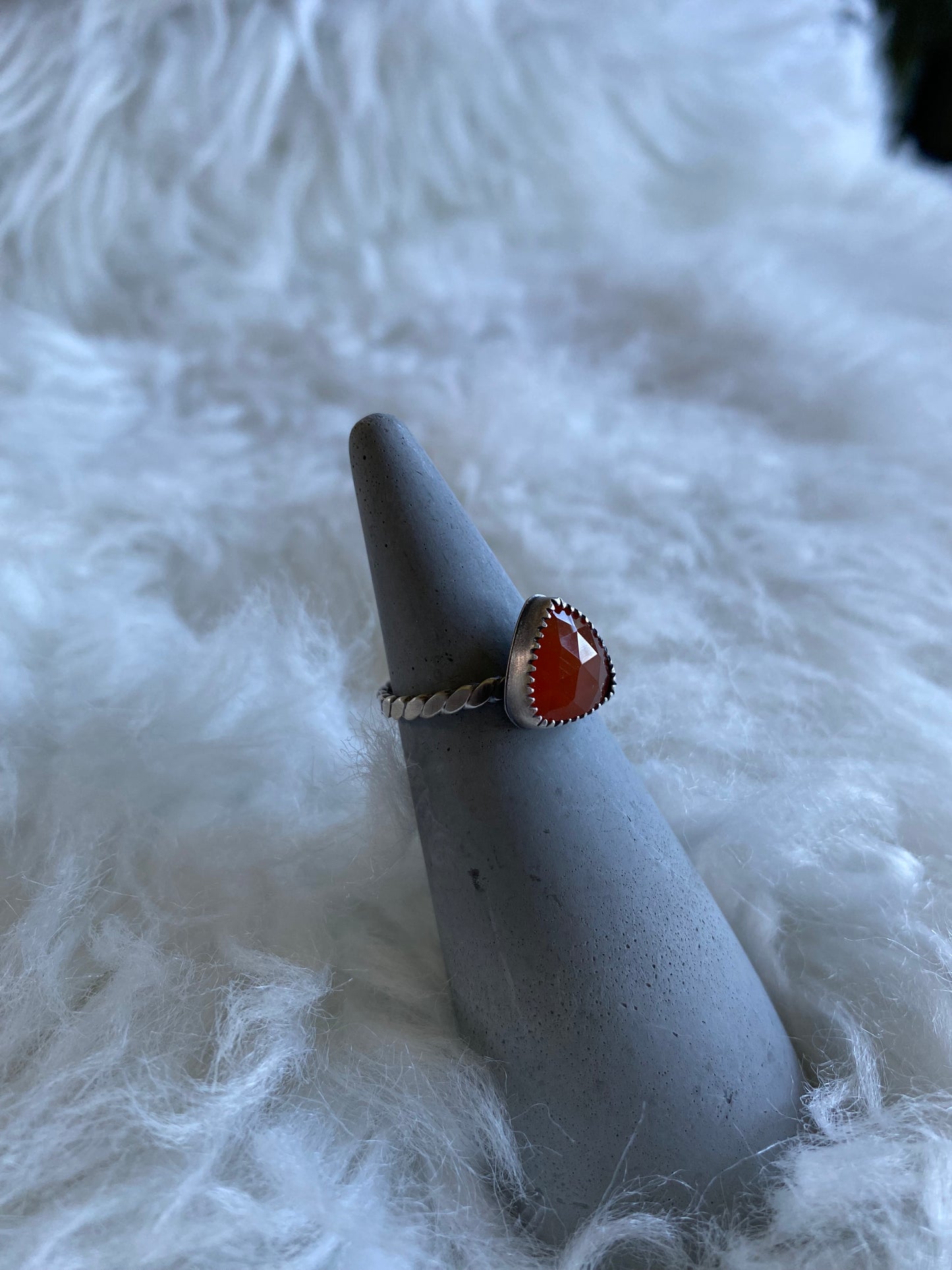 Gemstone stacker ring- size 7.25- carnelian