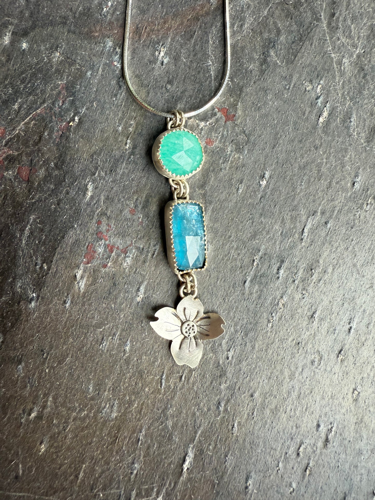 Amazonite and apatite necklace