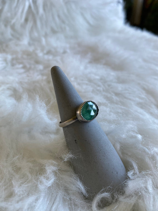 Gemstone stacker ring- size 10- green tanzurine