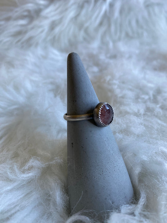 Gemstone stacker ring- size 9.25- strawberry quartz