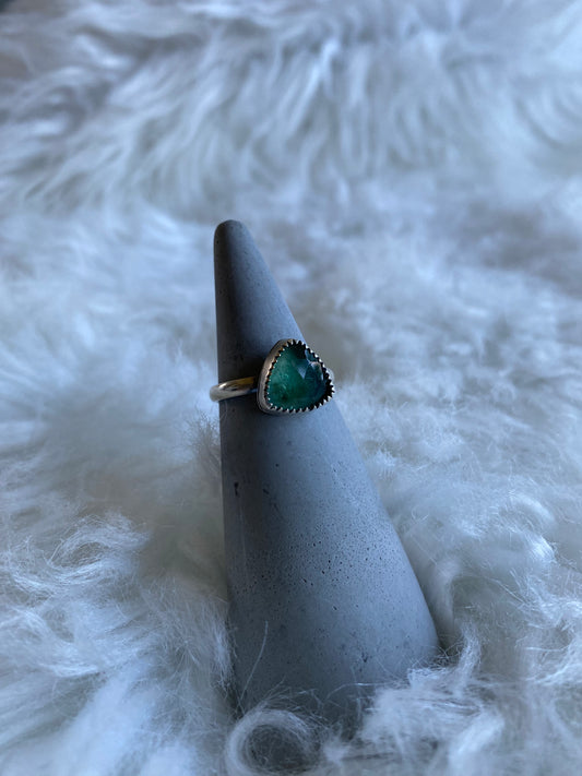 Gemstone stacker ring- size 8.25- green tanzurine