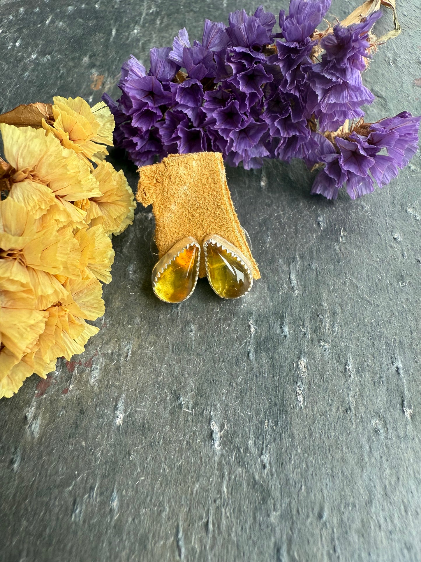 Mexican amber teardrop earrings #1