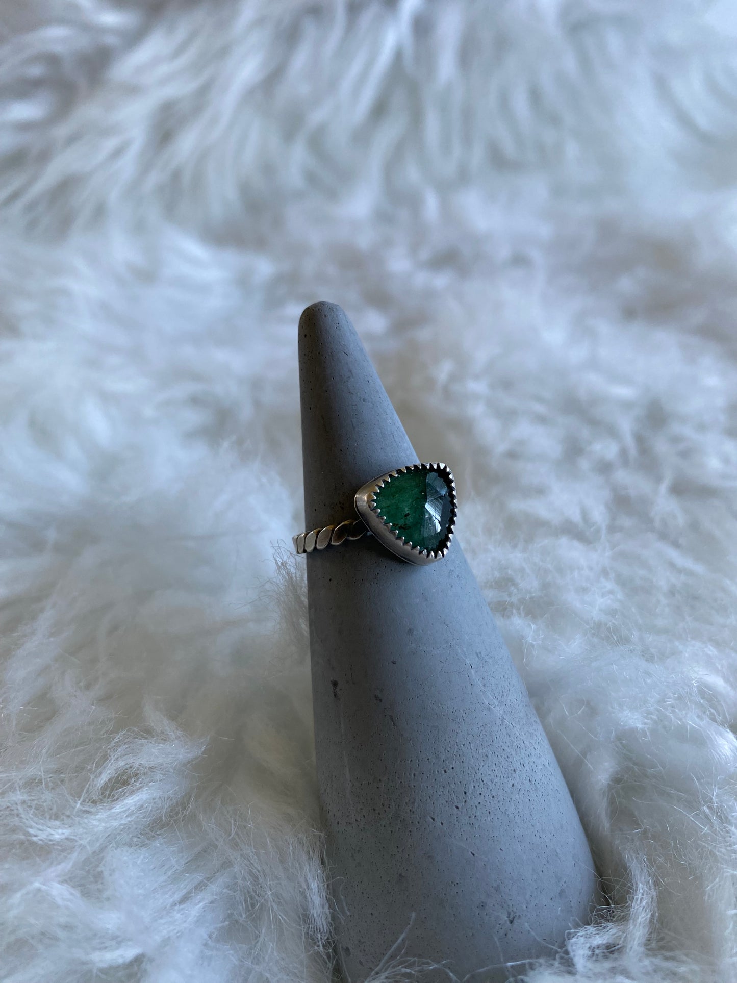 Gemstone stacker ring- size 7- green tanzurine