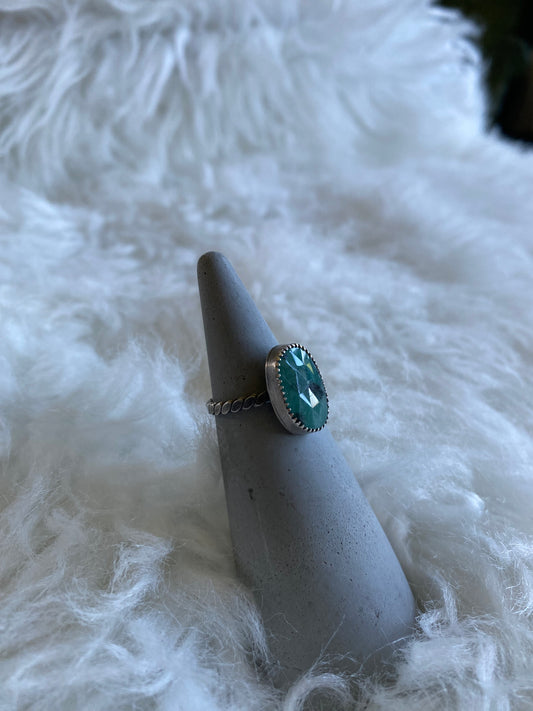 Gemstone stacker ring- size 7.5- emerald