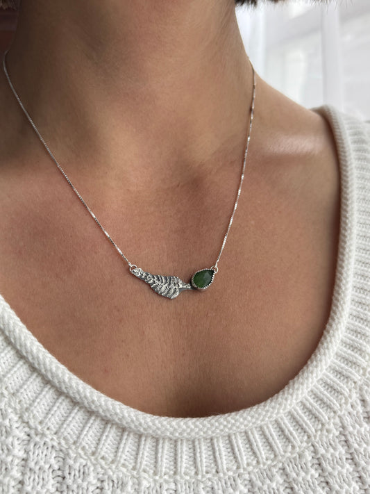 Serpentine and fern necklace