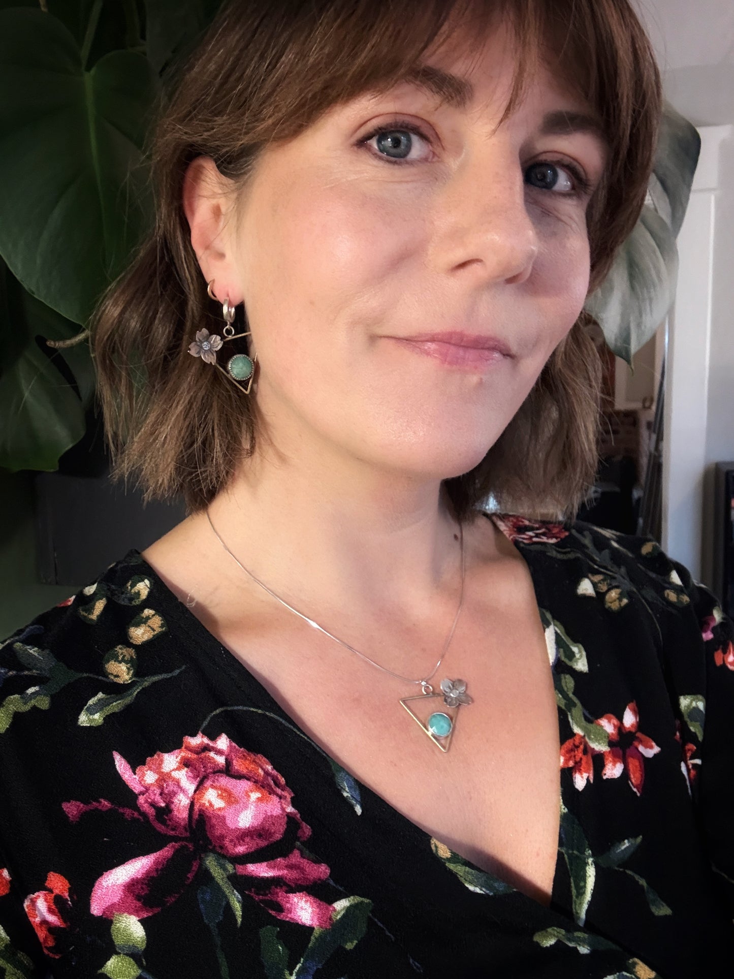 Dogwood blossom mixed metal earrings