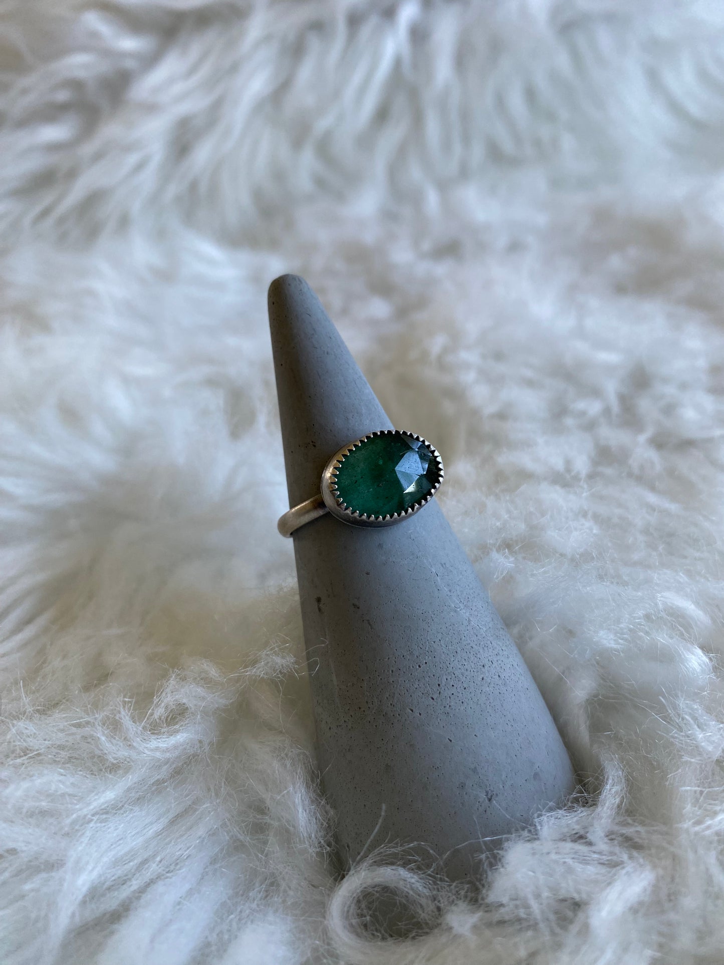 Gemstone stacker ring- size 10- green tanzurine