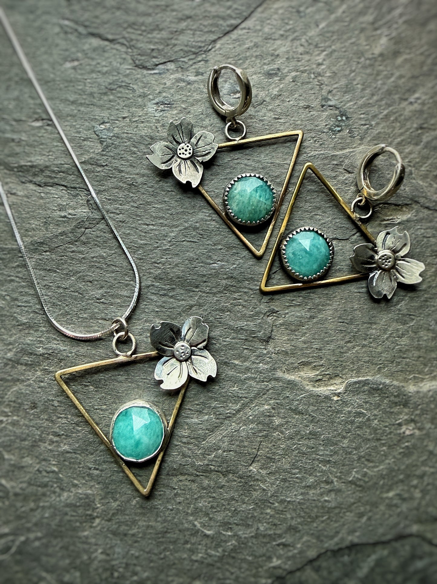 Dogwood blossom mixed metal earrings