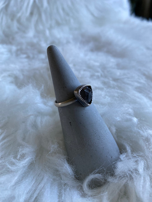 Gemstone stacker ring- size 9- grey moonstone