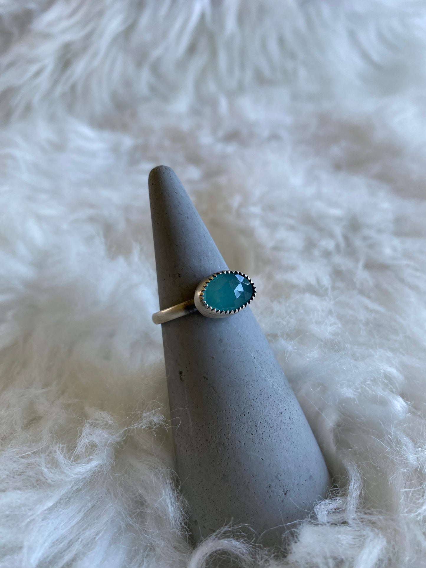 Gemstone stacker ring- size 9.5- aqua chalcedony