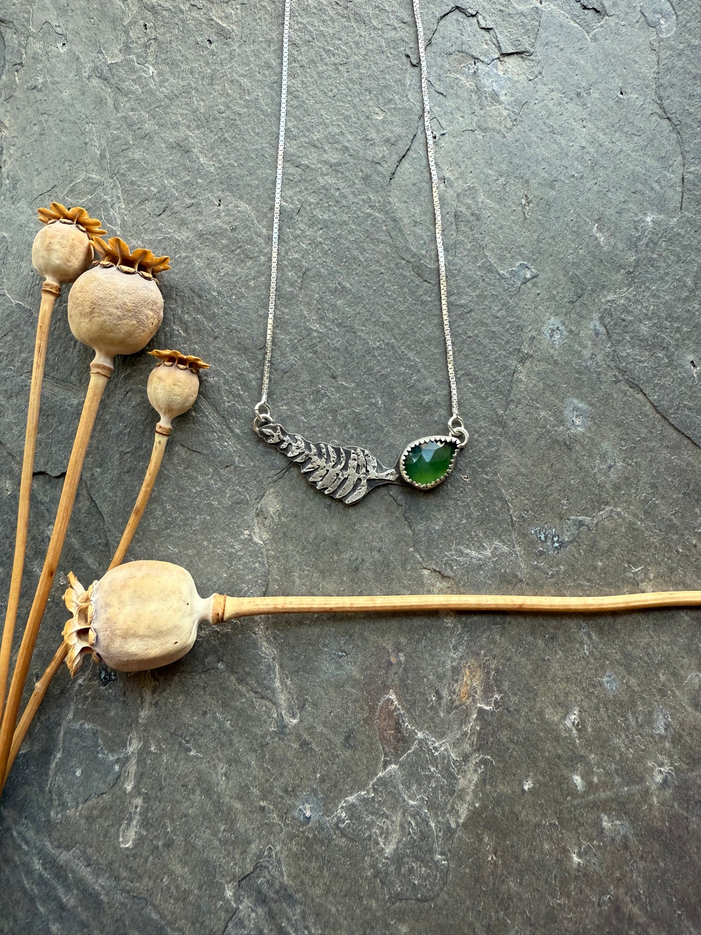 Serpentine and fern necklace