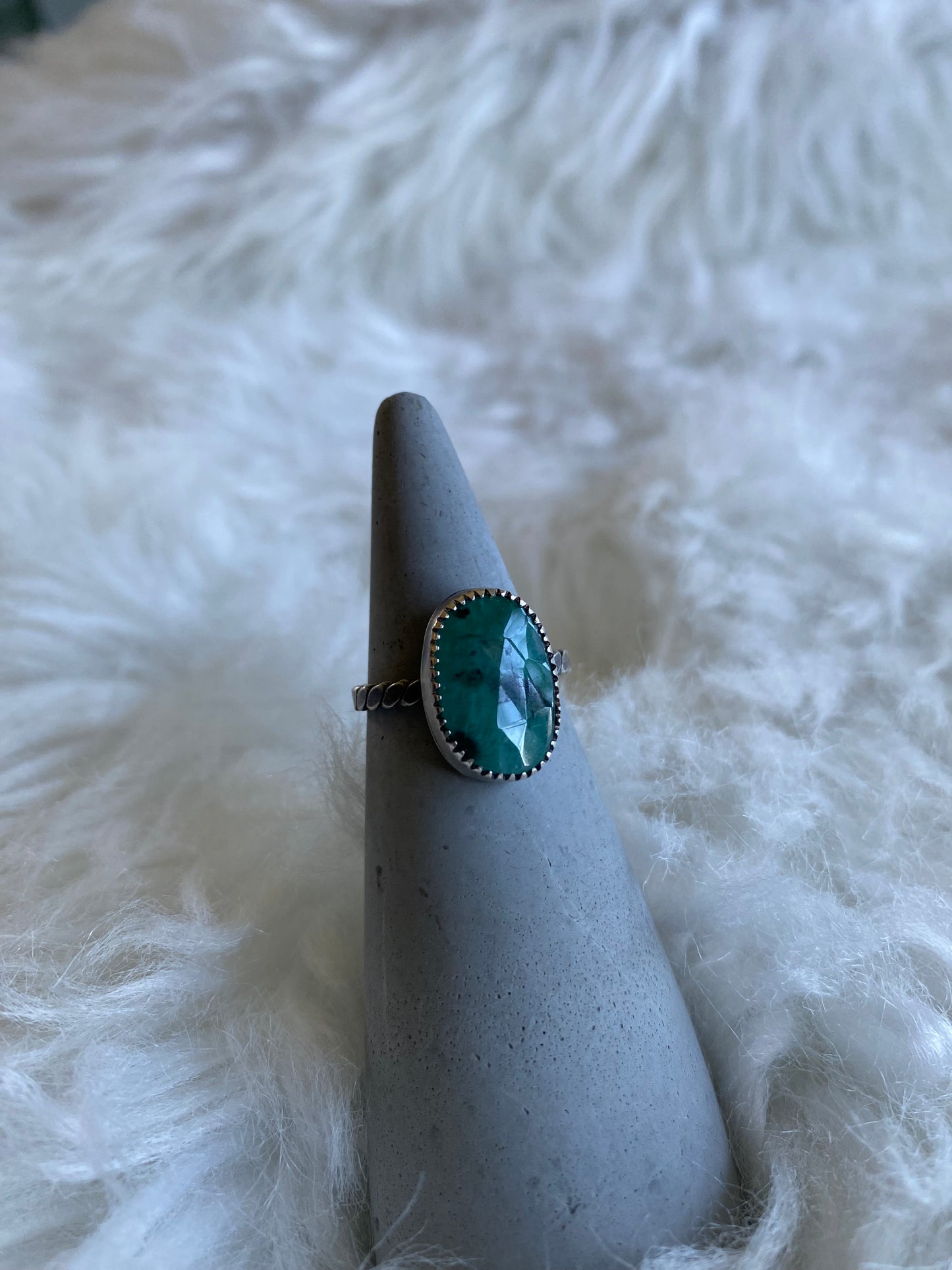 Gemstone stacker ring- size 7.5- emerald