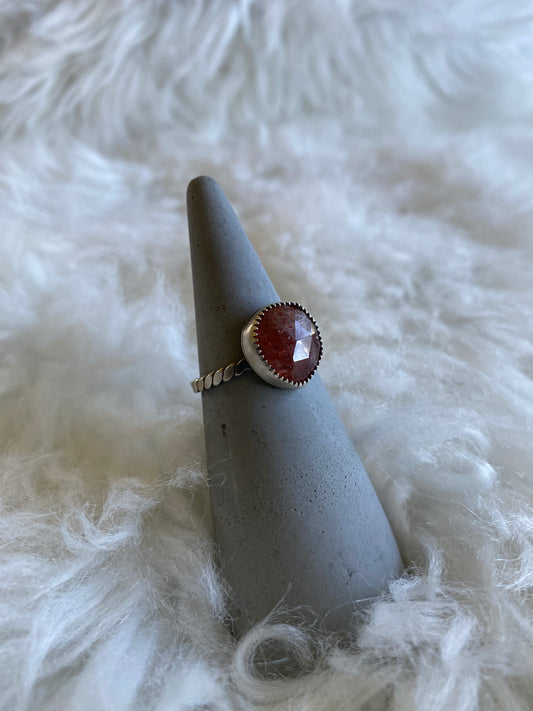 Gemstone stacker ring- size 10.5- sunstone