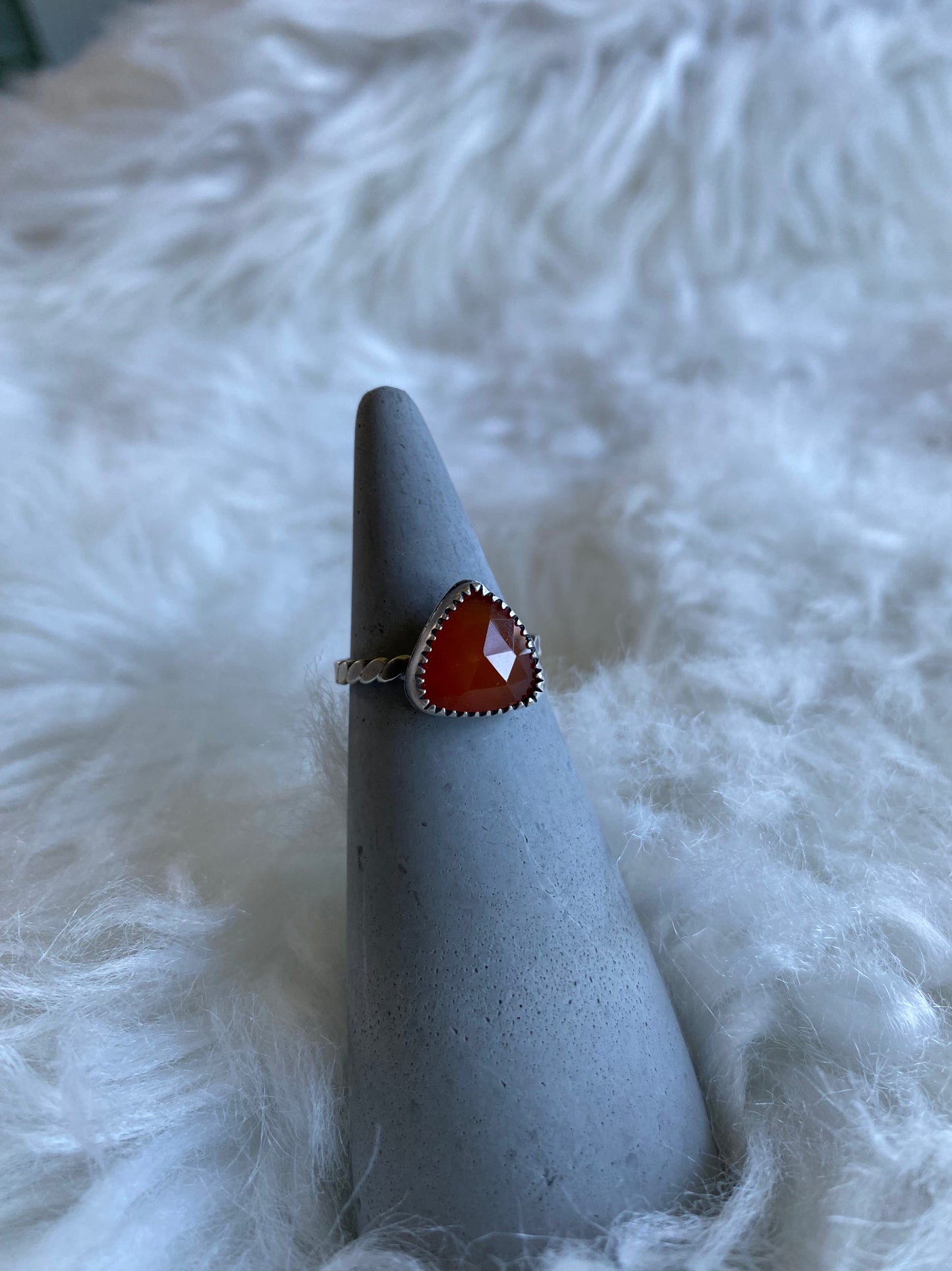 Gemstone stacker ring- size 7.25- carnelian