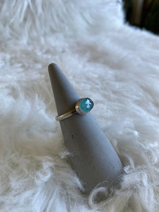 Gemstone stacker ring- size 9.5- aqua chalcedony