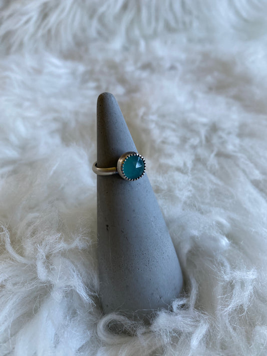 Gemstone stacker ring- size 5.5- aqua chalcedony