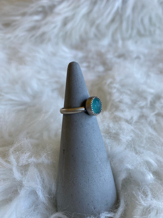 Gemstone stacker ring- size 5.5- aqua chalcedony