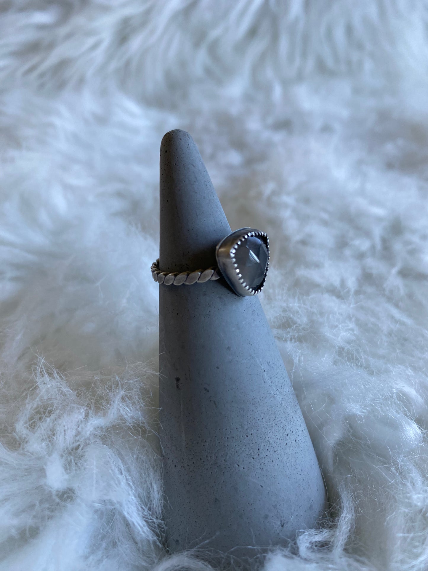 Gemstone stacker ring- size 5.5- grey moonstone