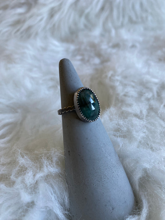 Gemstone stacker ring- size 6- emerald