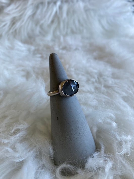 Gemstone stacker ring- size 6.5- grey moonstone