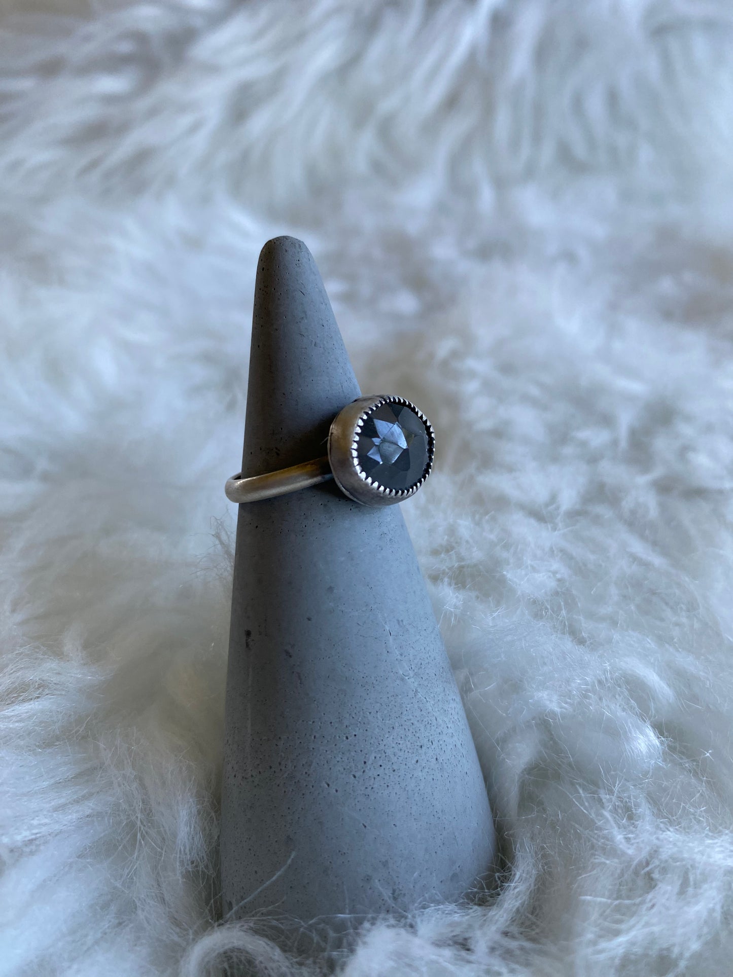 Gemstone stacker ring- size 6.5- grey moonstone