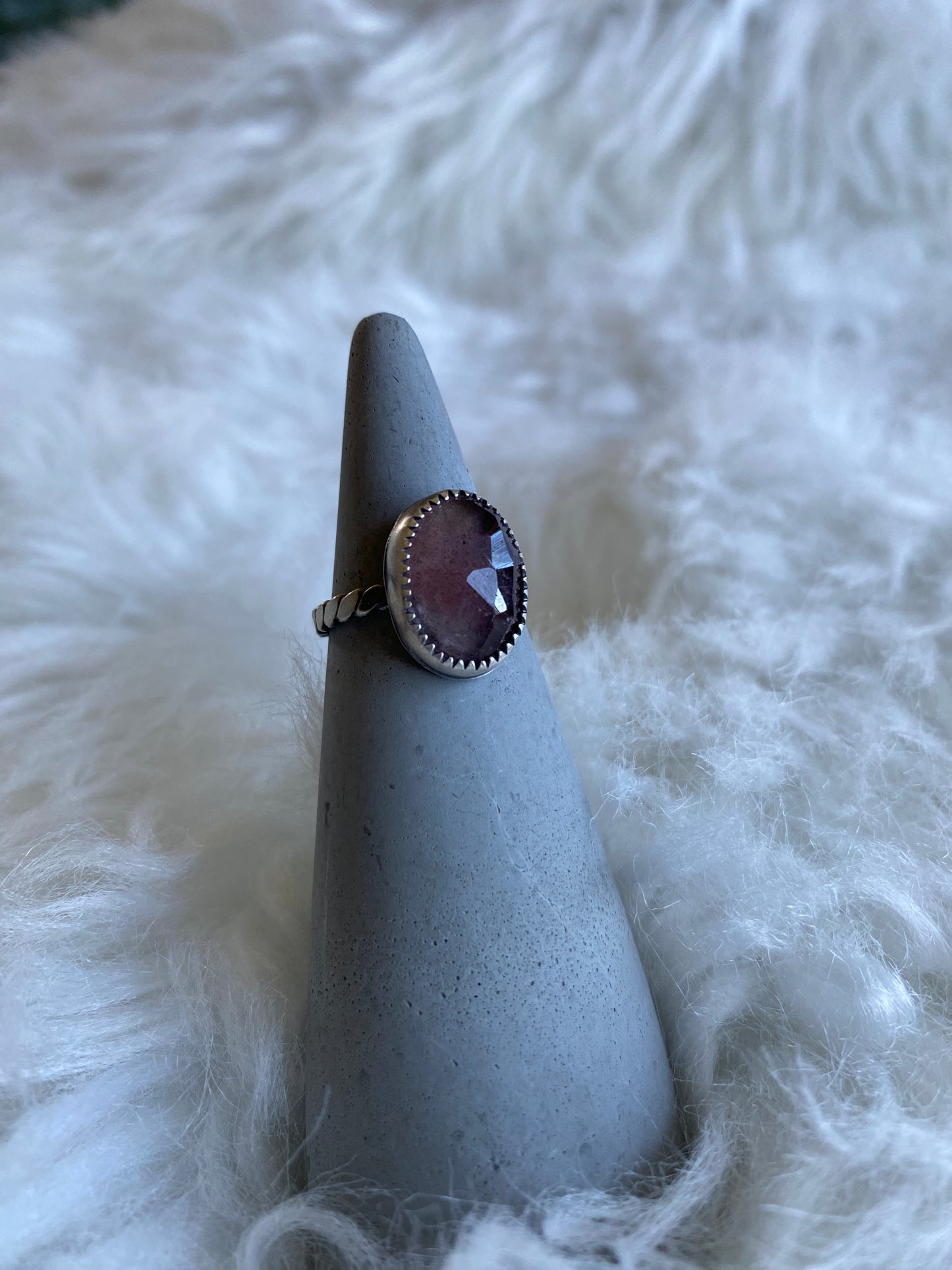 Gemstone stacker ring- size 6.5- strawberry quartz