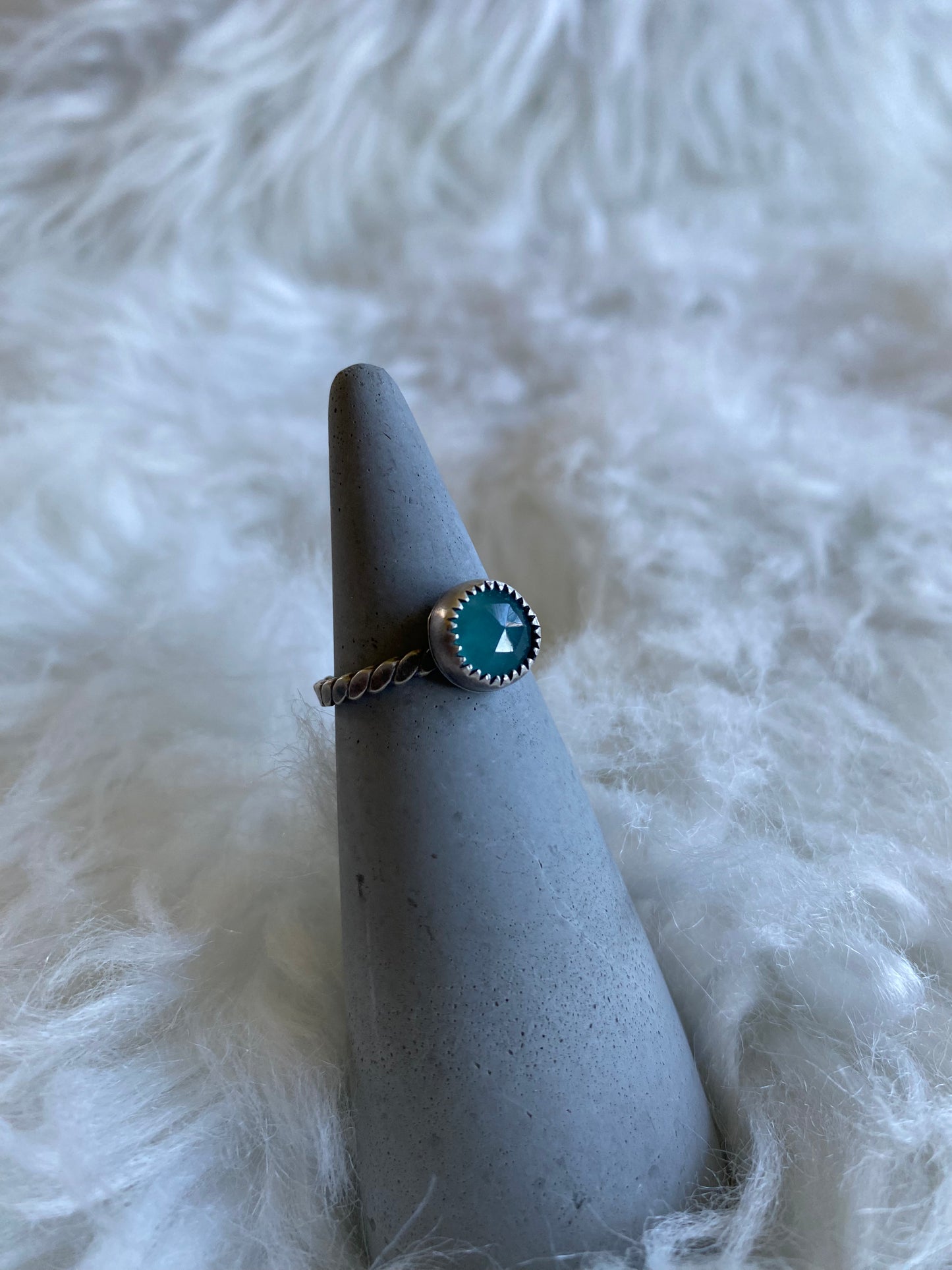 Gemstone stacker ring- size 7- aqua chalcedony