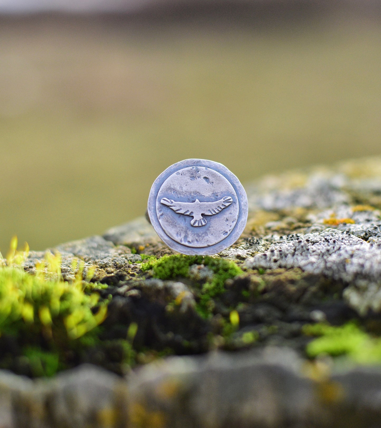 Hawk medallion ring- Size 6.25